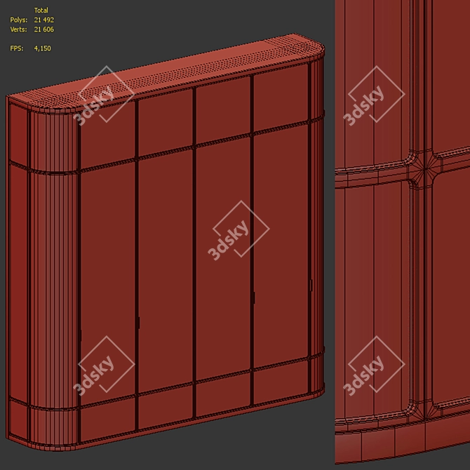 Bespoke Kushi Wardrobe Cabinet 3D model image 7