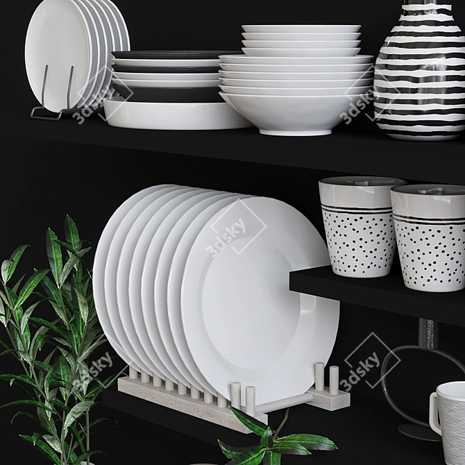 Scandi Kitchen Decor Set 3D model image 2