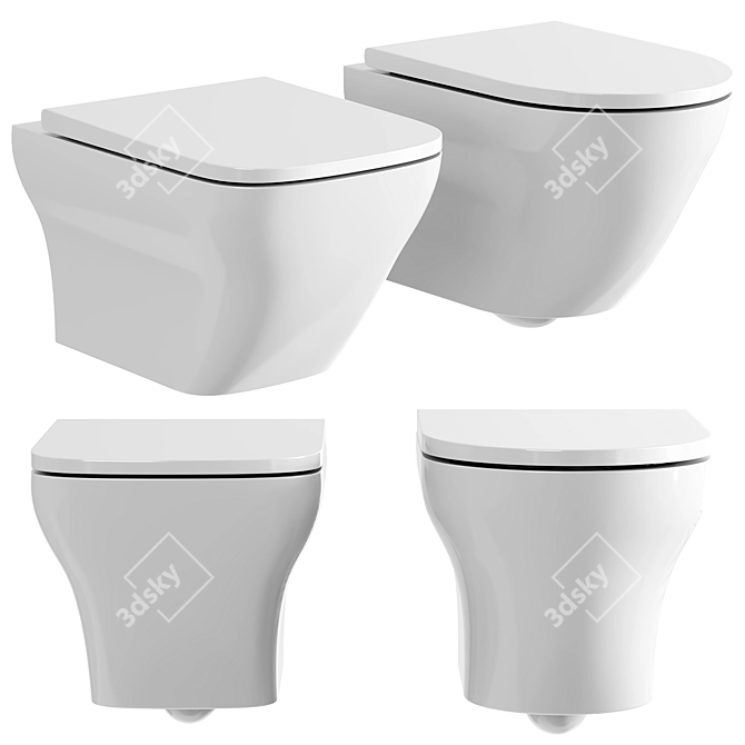 Modern Wall-Mounted Washdown Toilets 3D model image 1