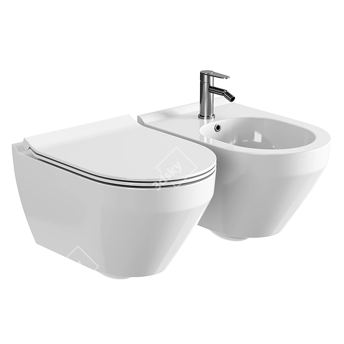 Elegant Cersanit Crea Oval Toilet 3D model image 1