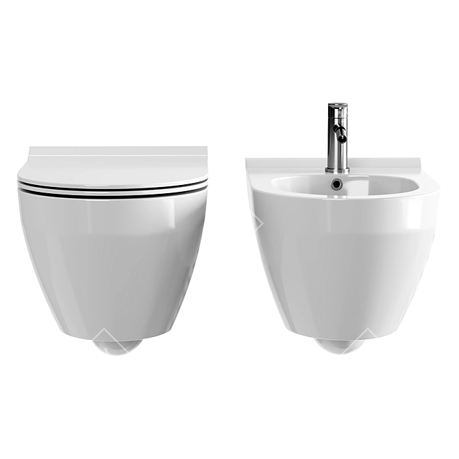 Elegant Cersanit Crea Oval Toilet 3D model image 2