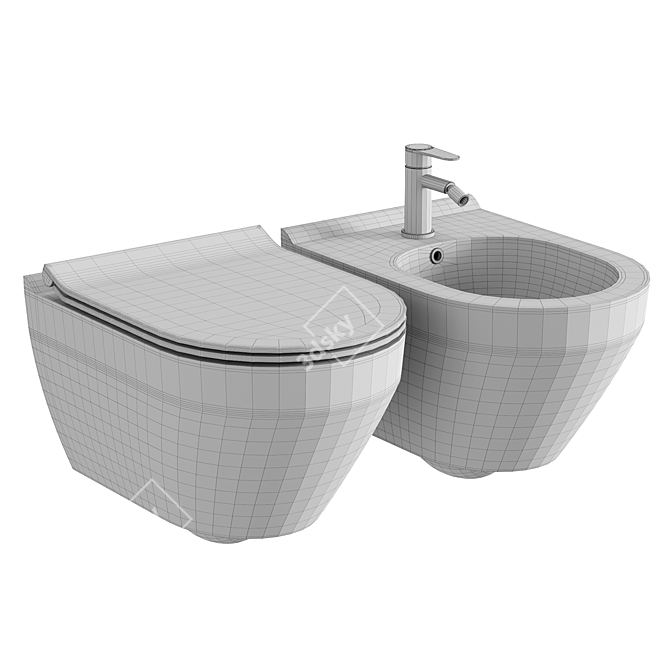 Elegant Cersanit Crea Oval Toilet 3D model image 3