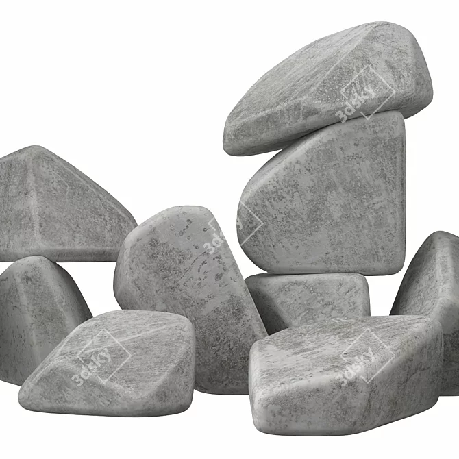 Geometric Stone Textured 3D Model 3D model image 2