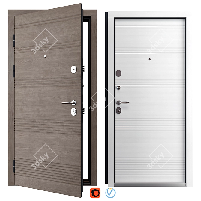 Vanessa Metal Entry Door, Locks, 3D Files 3D model image 1