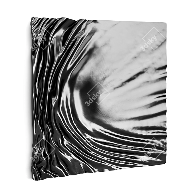 Metal Wave Wall Art Panel 3D model image 2