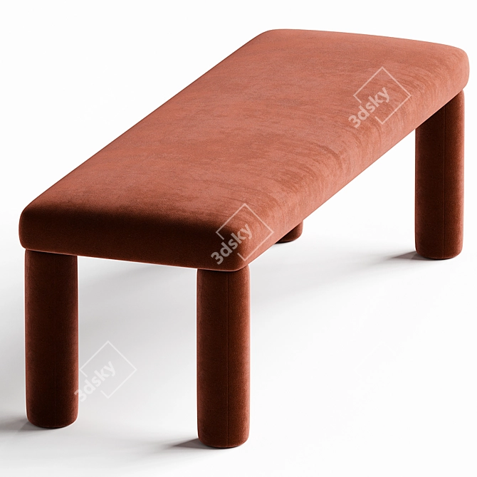 Minimalist Velvet Teja Stool 3D model image 2