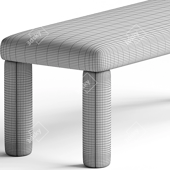 Minimalist Velvet Teja Stool 3D model image 3