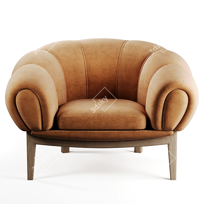 Luxurious Brown Velvet Lounge Chair 3D model image 3