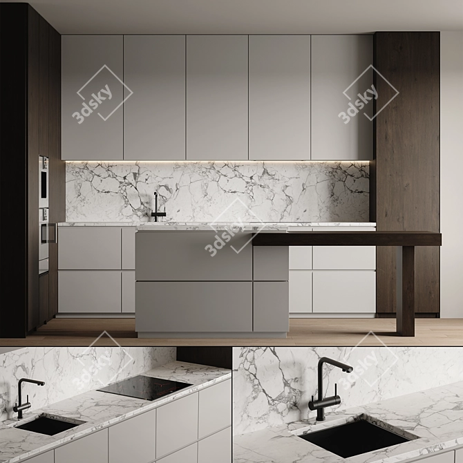 Modern Kitchen 3D Model Files 3D model image 1