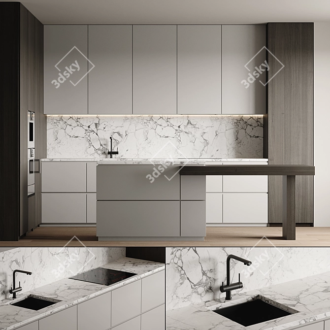 Modern Kitchen 3D Model Files 3D model image 2