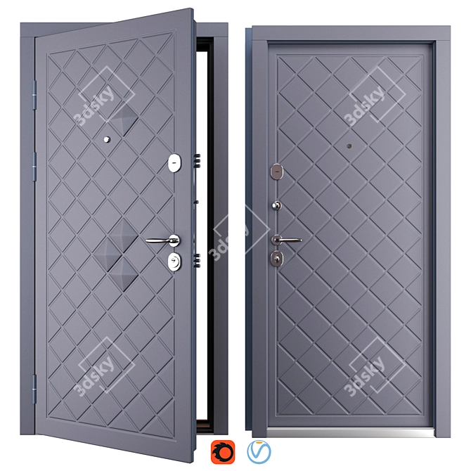 Selina Metal Entry Door Set 3D model image 1