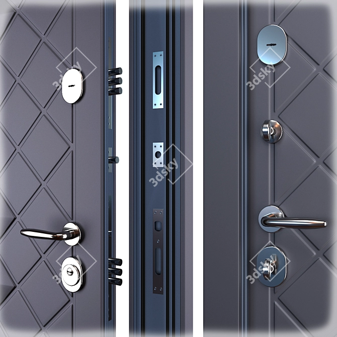 Selina Metal Entry Door Set 3D model image 2