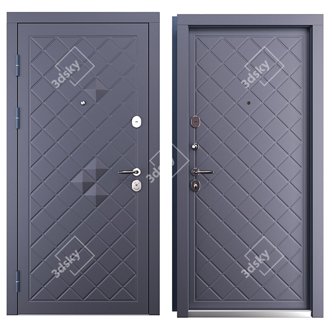 Selina Metal Entry Door Set 3D model image 3