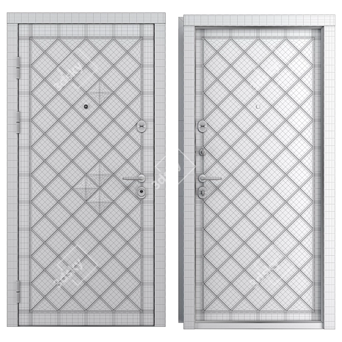 Selina Metal Entry Door Set 3D model image 4