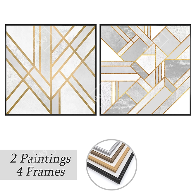 Wall Art Set with Multiple Frames 3D model image 1