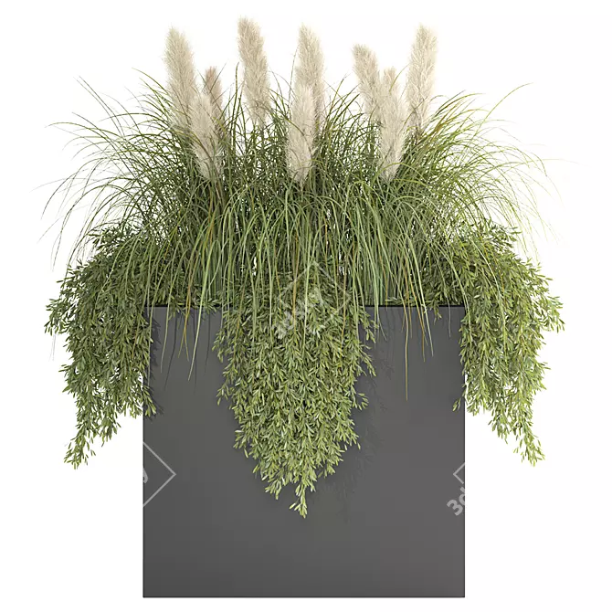 Pampas Grass Metal Planter Outdoor 3D model image 3