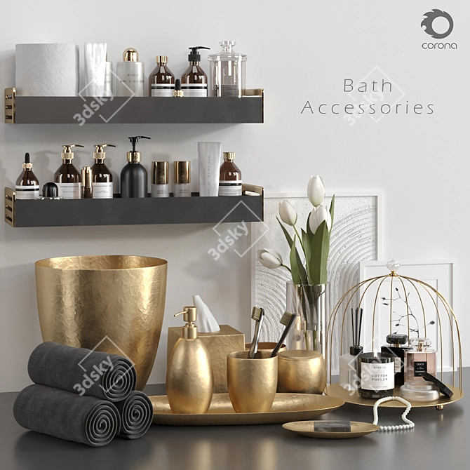 Luxury Bath Accessories Set 3D model image 1