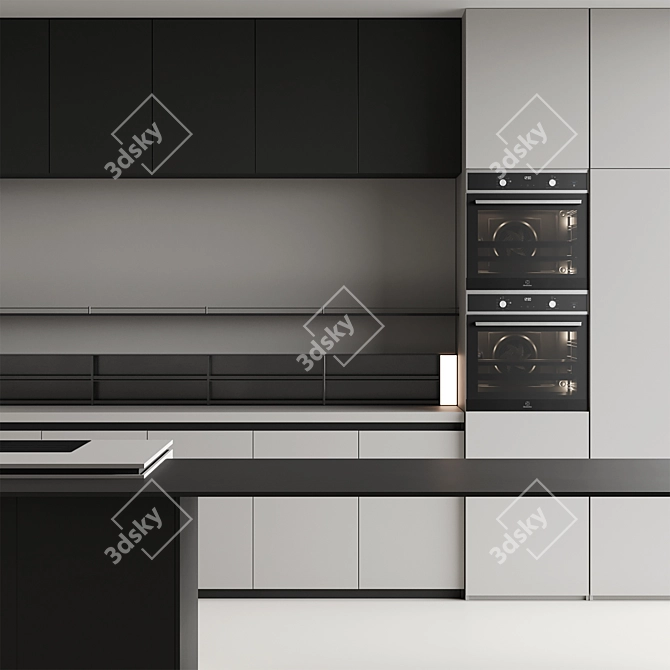 Modern Island Kitchen 3D Model 3D model image 4