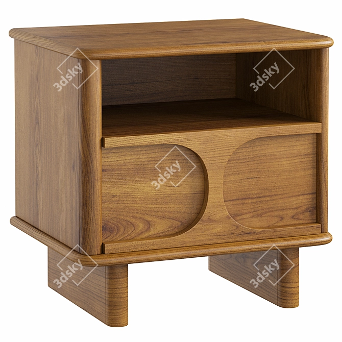 Sleek Wood Nightstand Drawer Tray 3D model image 1