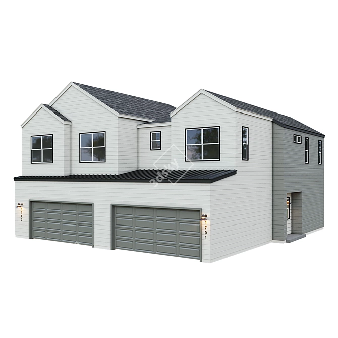 Modern Low Poly American House 3D model image 2