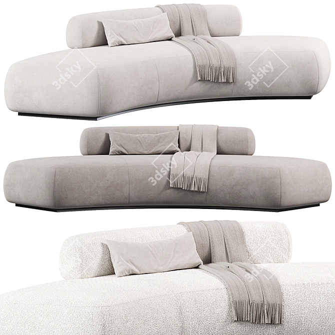 Curved Fabric Sofa, Bubble 3D model image 3