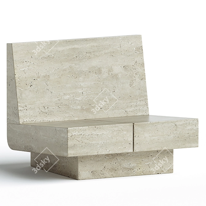 Elegant Travertine Lounge Chair 3D model image 1