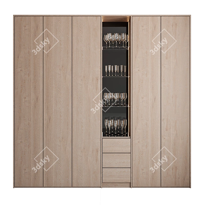 Kitchen Glass Cabinet Set 3D model image 1