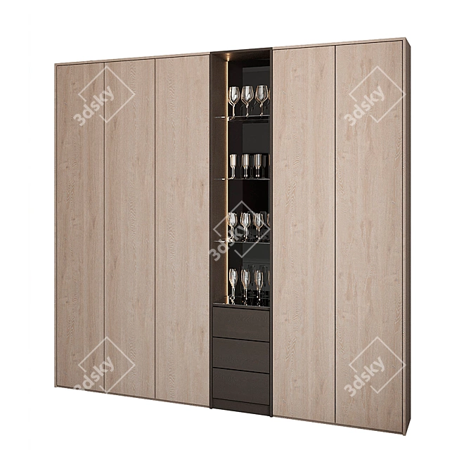 Kitchen Glass Cabinet Set 3D model image 3