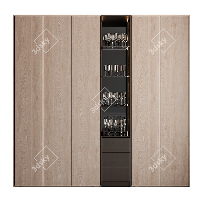 Kitchen Glass Cabinet Set 3D model image 4