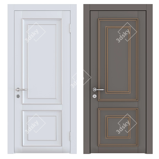 Classic Wood Door Set 3D model image 4