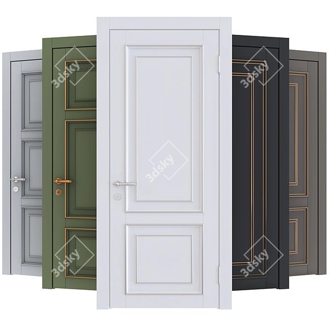 Classic Wood Door Set 3D model image 6