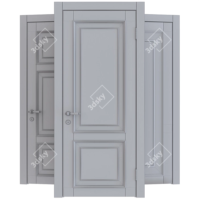 Classic Wood Door Set 3D model image 7