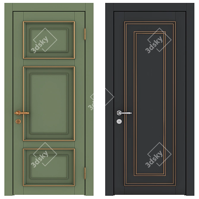 Classic Wood Door Set 3D model image 8