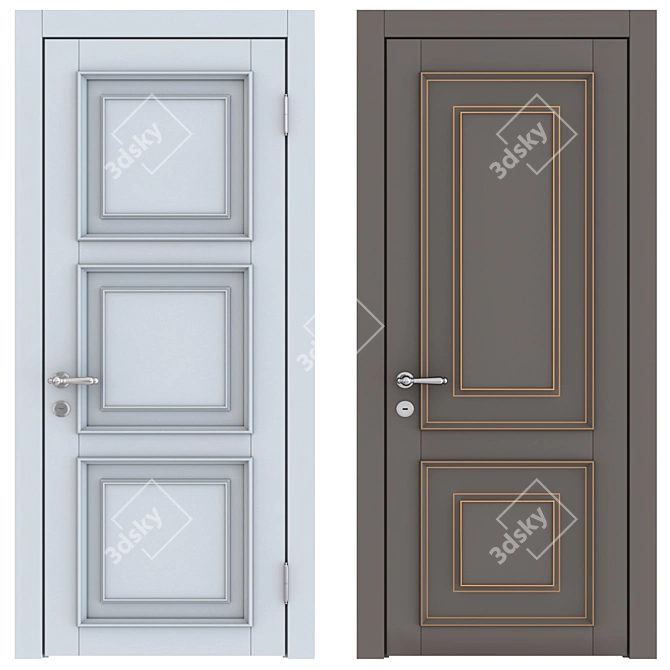 Classic Wood Door Set 3D model image 10