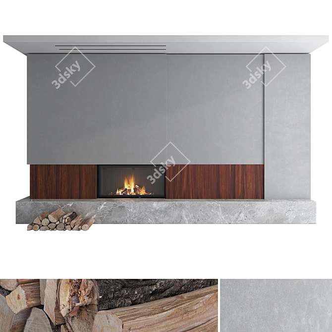 Luxury Fireplace Wall Set 3D 3D model image 1