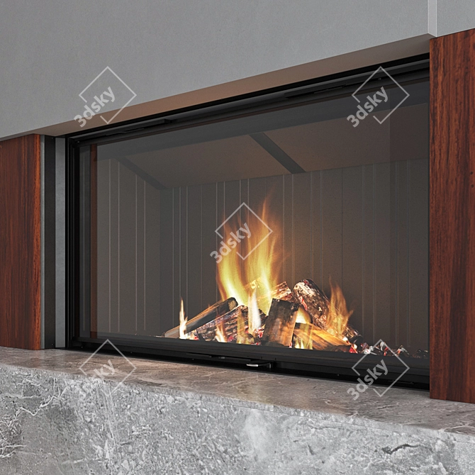 Luxury Fireplace Wall Set 3D 3D model image 3