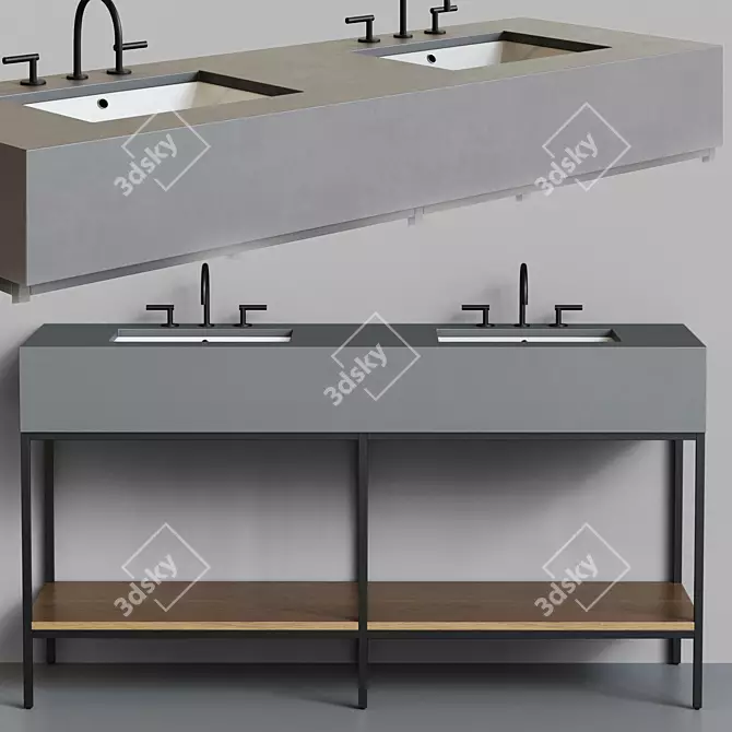 Concrete Double Vanity: West Elm 3D model image 1