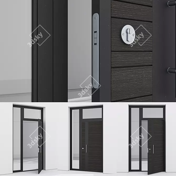 Sleek Aluminium Door Design 3D model image 3