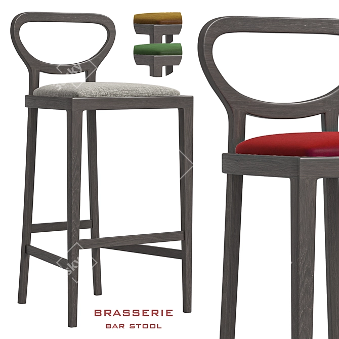 Elegant Brasserie Bar Stool 3D model image 1