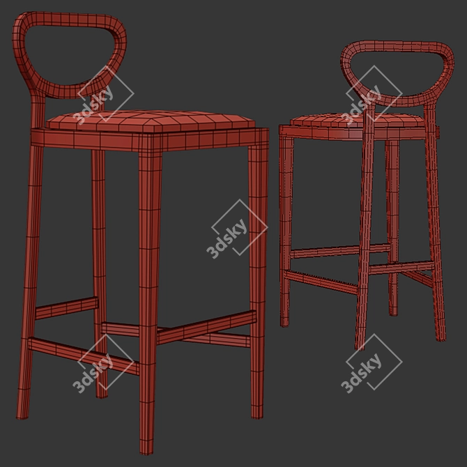 Elegant Brasserie Bar Stool 3D model image 5