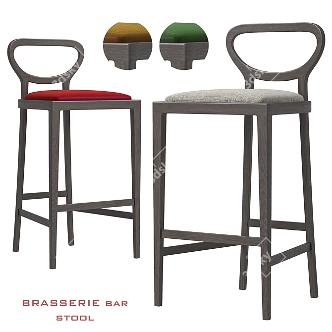 Elegant Brasserie Bar Stool 3D model image 6