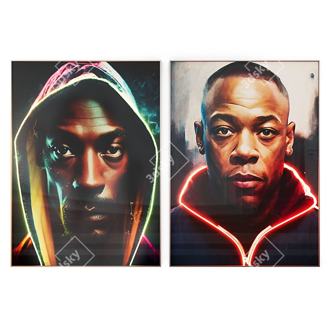 Neon Snoop&Dre Posters Set 3D model image 1