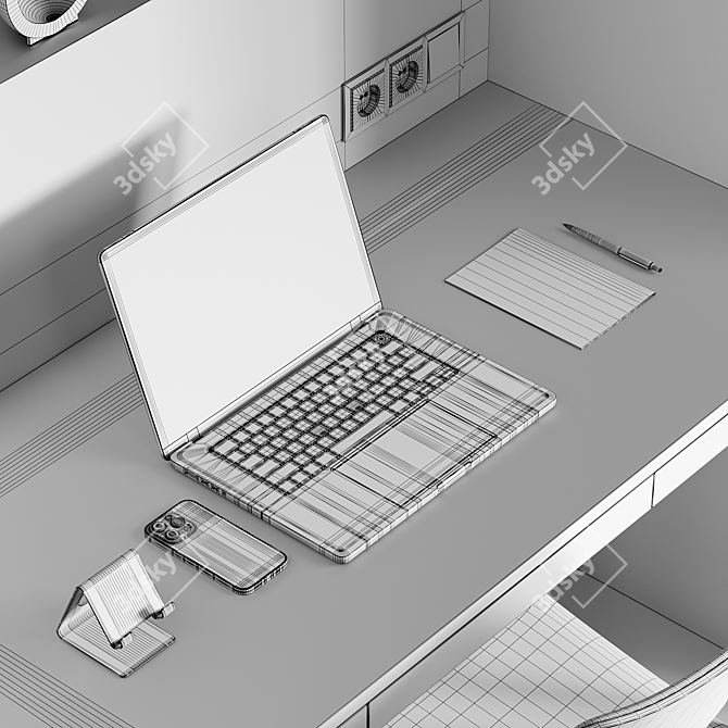 Modern Workspace Setup Kit 3D model image 7