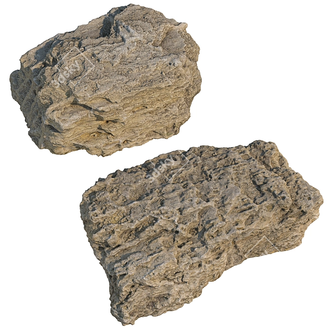 Sandstone Landscape Stones Set 3D model image 1