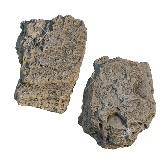 Sandstone Landscape Stones Set 3D model image 5