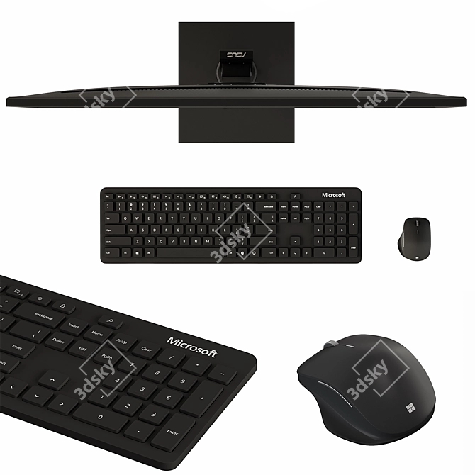 Asus Monitor & Microsoft Accessories 3D model image 2