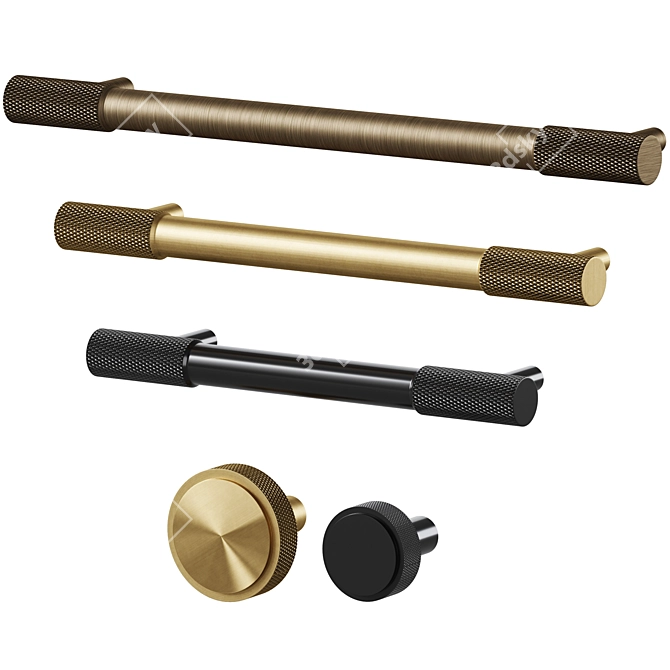 Stylish MANHATTAN Brass Handles & Knobs 3D model image 1