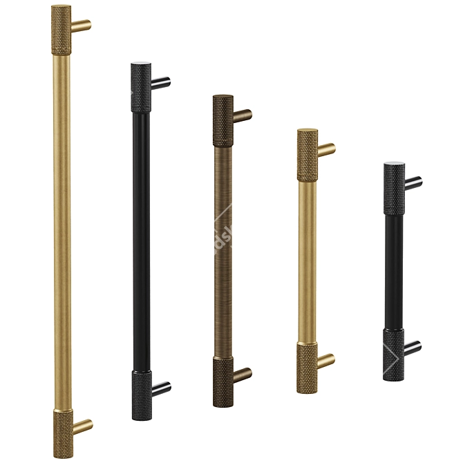 Stylish MANHATTAN Brass Handles & Knobs 3D model image 2