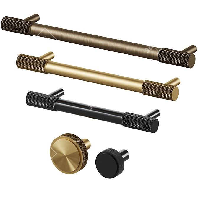 Stylish MANHATTAN Brass Handles & Knobs 3D model image 5