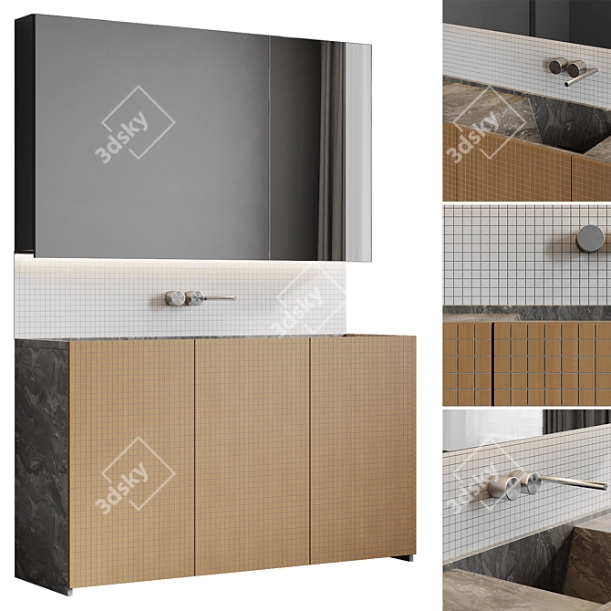 Grid Pattern Bathroom Furniture 3D model image 1